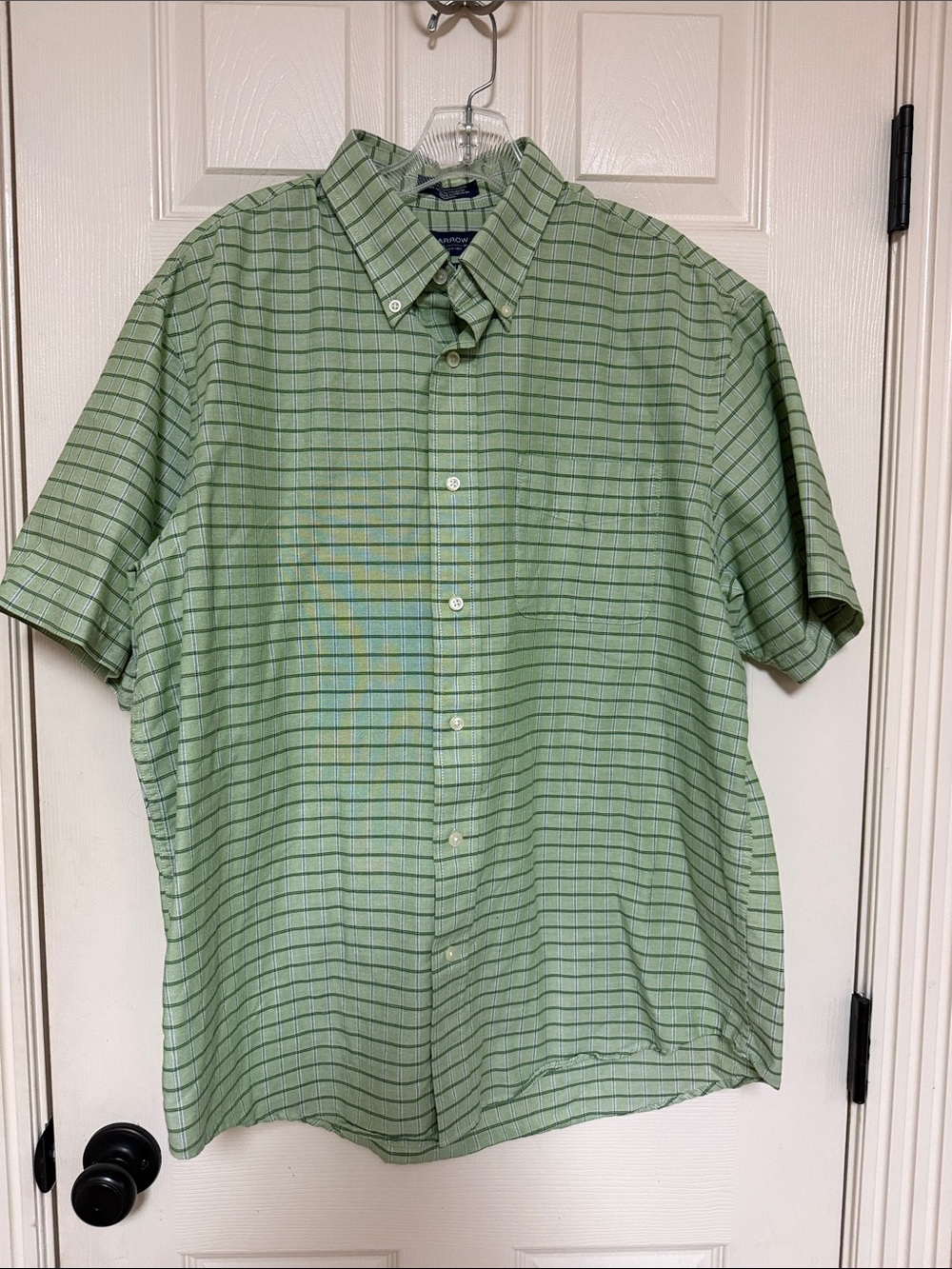 Arrow Green Plaid Short-Sleeve Button-Down Shirt